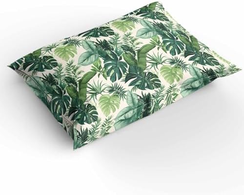 3 Piece Queen Bedding Set with Zipper Green Palm Leaf Design