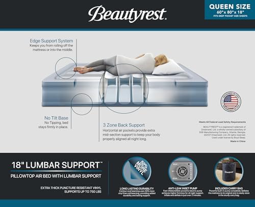 Beautyrest 18 Air Mattress with Pillowtop and Tri-Zone Support