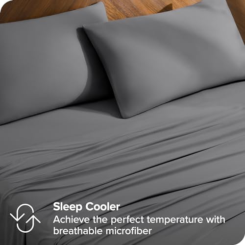 Bare Home Premium Microfiber Stretch Sheet Set Full Grey 1