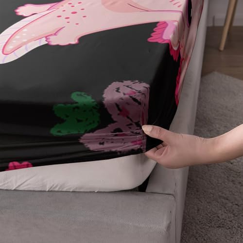 UEVBF Cute Axolotl Bed Set Twin Size Pink
