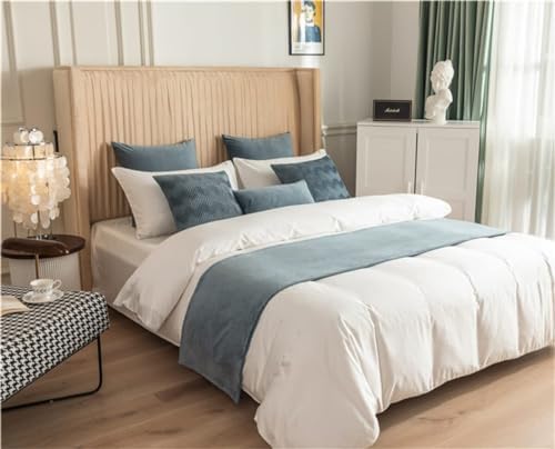 TopLacker Blue King Bed Runner and 2 Pillowcase Set 1