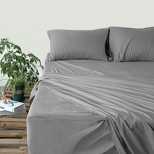 Moonsea Deep Pocket Twin Sheet Set for Air Mattress - 4 Piece Grey