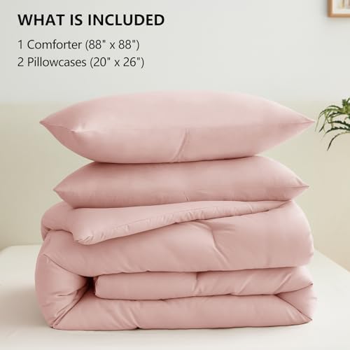 CozyLux Blush Pink Queen Comforter Set for Girls