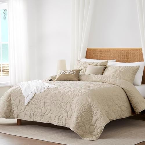 WDCOZY Coastal Beach Beige Twin Quilt Set