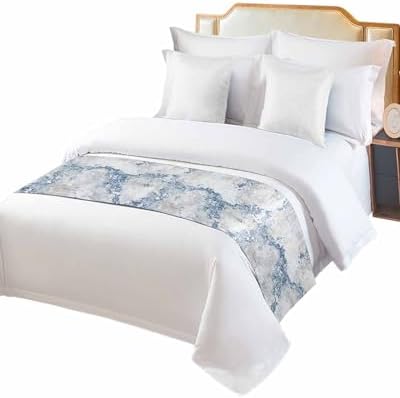 Jolunifun Blue Marble Bed Runner Scarf Queen Size 1