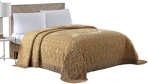 Beatrice Home Fashions Medallion Chenille Bedspread Full Gold