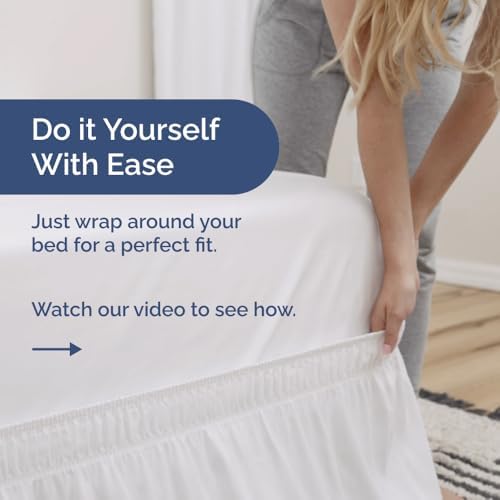 CGK Unlimited Wrap Around Dust Ruffle Bed Skirt 2 Pillowcases Bundle - White