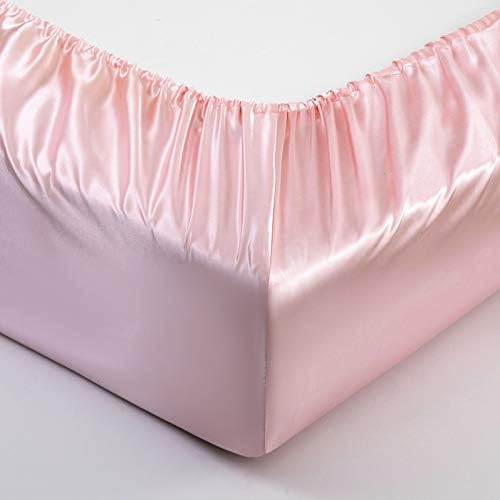P Pothuiny Satin Fitted Sheet Twin XL Blush Pink