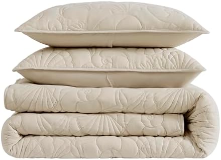 WDCOZY Coastal Beach Beige Twin Quilt Set