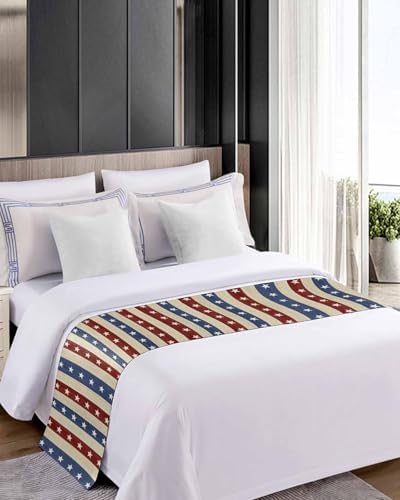 Litter Star Independence Day Bed Runner Scarf Stars and Stripes 83x20in