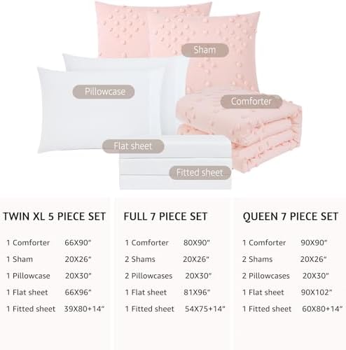 Geniospin Pink Pom Tufted Bed in a Bag Set 7 Pieces