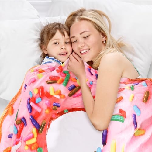 Bnuitland Pink Donut Throw Blanket 300 GSM Flannel
