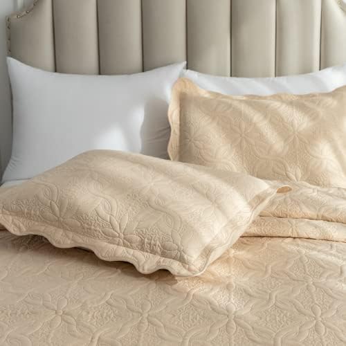 Auemtyn King Size Quilt Set 3 Pieces Floral Pattern