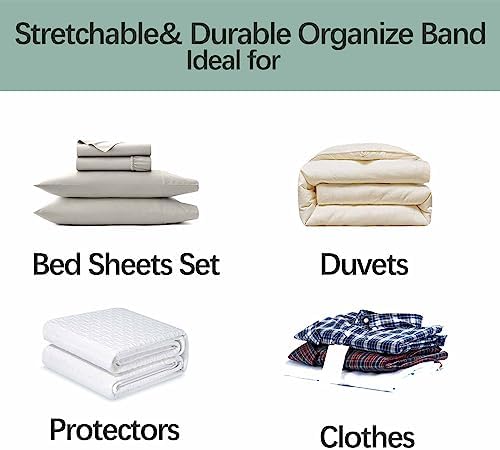 Siaomo Bed Sheet Organizer Bands - 4PCS Green Elastic Straps