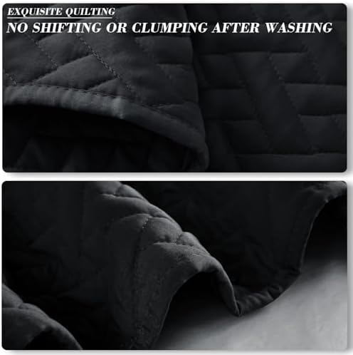 Exclusivo Mezcla Full Queen Quilt Set with Basket Weave Pattern Black