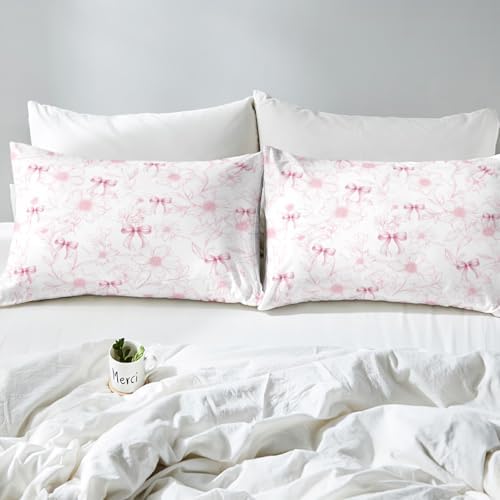 Pink Bow Fitted Sheet Set with Pillowcase
