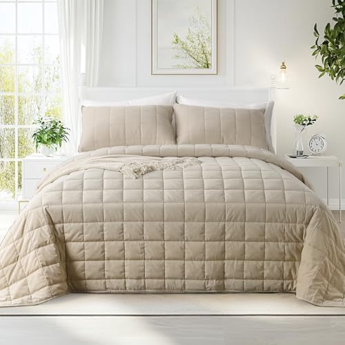 KASENTEX Oversized Queen Quilt Set - Sand Beige
