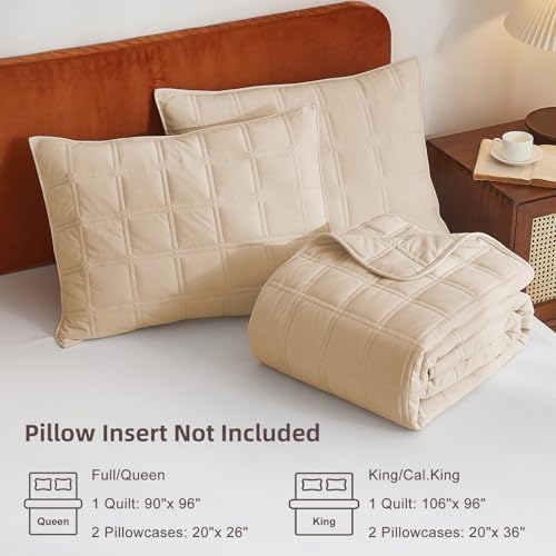 Wondnuga Velvet Quilt Set 3 Pieces Full Queen