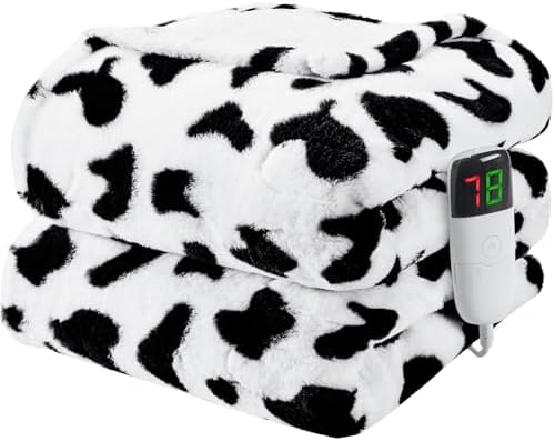 RUJIPO Cow Print Heated Electric Blanket Twin