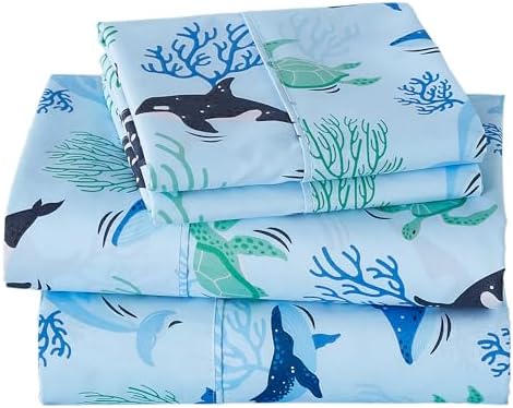 Viviland 3-Piece Kids Blue Ocean Twin Sheet Set