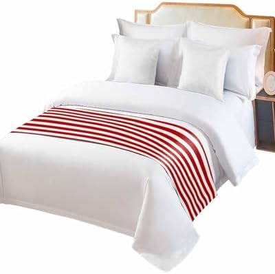 DecorLovee Red Striped Bed Runner Queen Size
