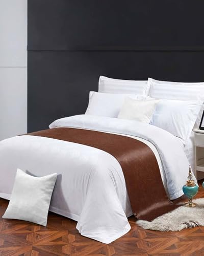 Yukro Boho Brown Leather Texture Bed Runner Scarf