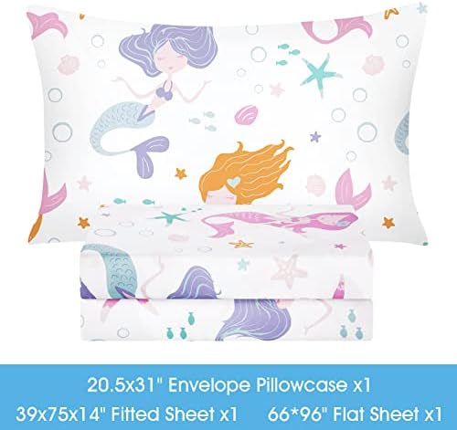 BYSURE Twin Sheets Set Mermaid Pink 3 Piece Deep Pocket