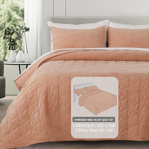 KASENTEX Velvet Oversized King Quilt Set 3 Piece
