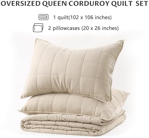 KASENTEX Oversized Queen Quilt Set - Sand Beige