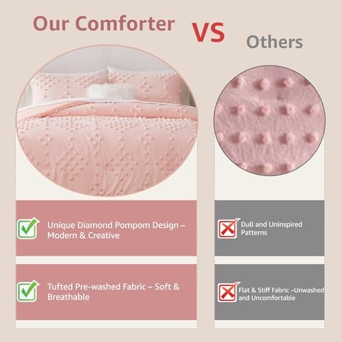 Geniospin Pink Pom Tufted Bed in a Bag Set 7 Pieces