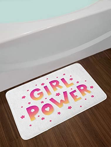 Ambesonne Girl Power Bath Mat - Plush Non Slip 302 x 20 Yellow Pink