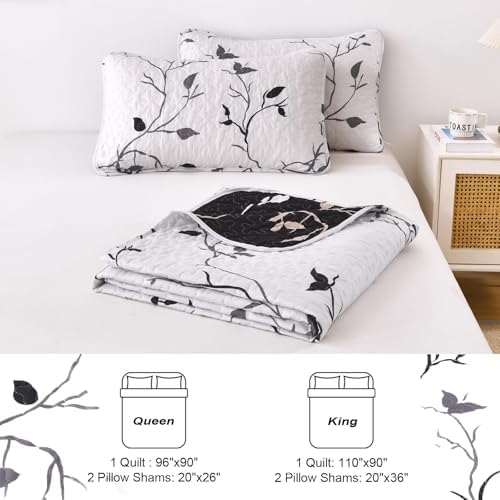 DJY Reversible Floral Quilt Set 3 Piece King Size