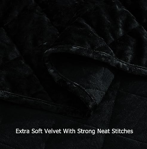 Chezmoi Lux Black Velvet Quilt King Set