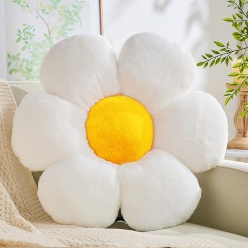 Cute Daisy Shaped Throw Pillow - White Yellow 1574 Inch