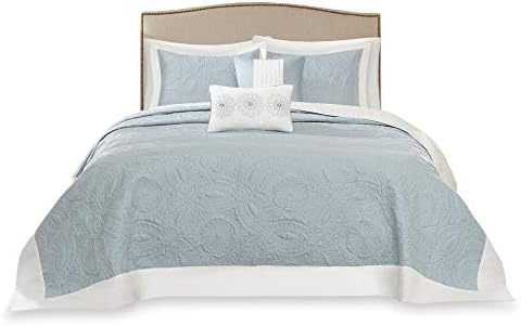 Madison Park Ashbury Bedspread Set - Medallion Blue Oversized Queen 102x118