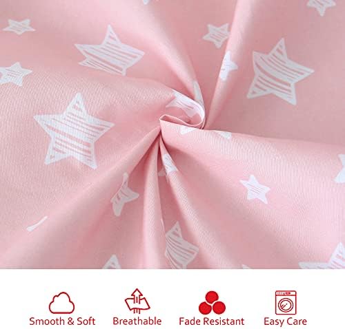 Moonsea Toddler Bed Sheets Set - Pink Star Print 3 Piece