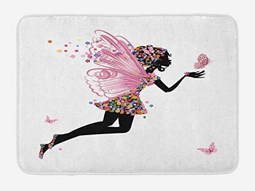 Ambesonne Tale Bath Mat - Multicolor Floral Design