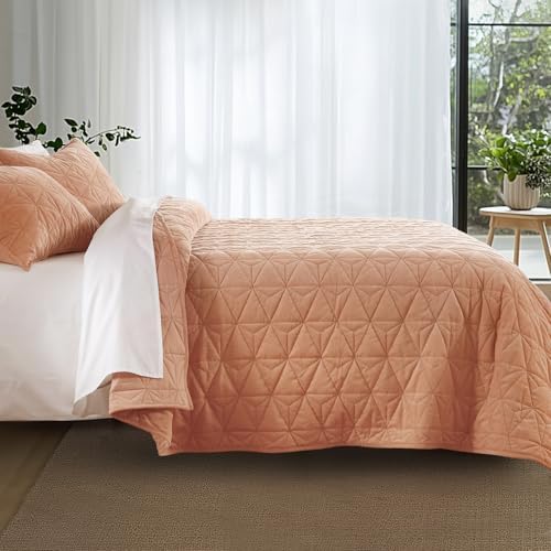 KASENTEX Velvet Oversized King Quilt Set 3 Piece