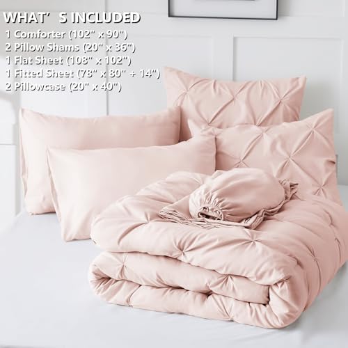 CozyLux Pink King Size Comforter Set 7 Pieces