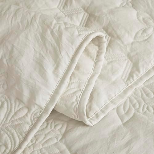 B2EVER Boho Light Beige Quilt Set Queen Size with Pillow Shams