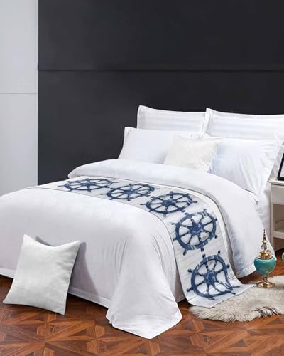 Homechoid Blue Coastal Bed Runner for Twin Size