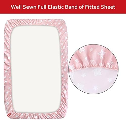 Moonsea Toddler Bed Sheets Set - Pink Star Print 3 Piece