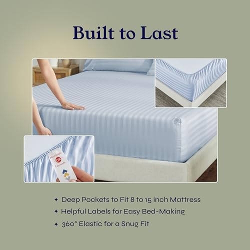 California Design Den - Luxe 500 Thread Count Twin XL Cooling Damask Sheets