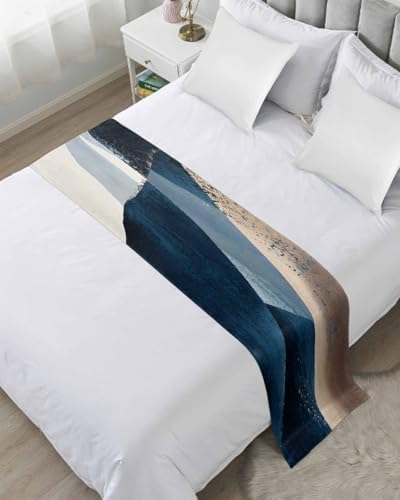 DecorLovee Navy Blue Bed Runner Queen Size