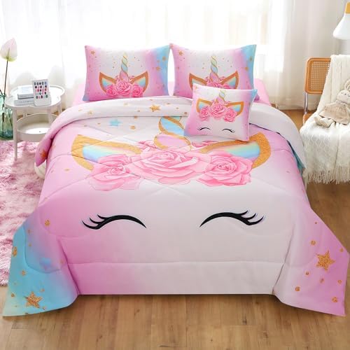 JQinHome Unicorn Twin Bedding Set 6 Piece 1