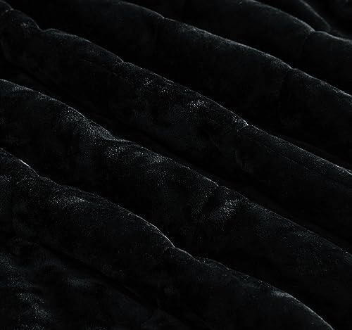 Chezmoi Lux Black Velvet Quilt King Set