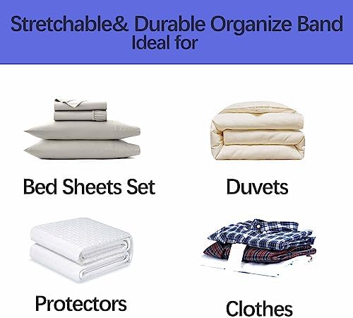 Siaomo Bed Sheet Organizer Bands - Twin 4PCS Blue