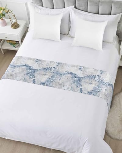Jolunifun Blue Marble Bed Runner Scarf Queen Size 1