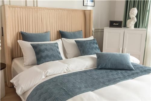 TopLacker Blue King Bed Runner and 2 Pillowcase Set 1