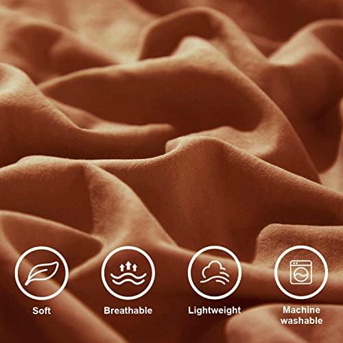 ETDIFFE Burnt Orange Duvet Cover Set Queen Size 3pc